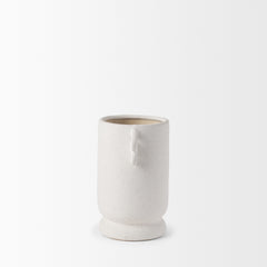 Dylan Off-White Small Textured with Handles Ceramic Vase - Ornate Home