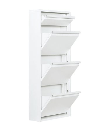 Dylan White Metal 4 Doors Shoe Cabinet - Ornate Home