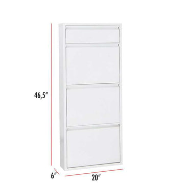 Dylan White Metal 4 Doors Shoe Cabinet - Ornate Home