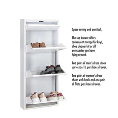 Dylan White Metal 4 Doors Shoe Cabinet - Ornate Home