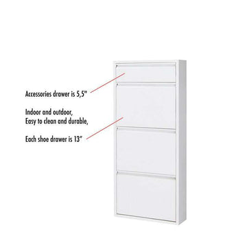 Dylan White Metal 4 Doors Shoe Cabinet - Ornate Home