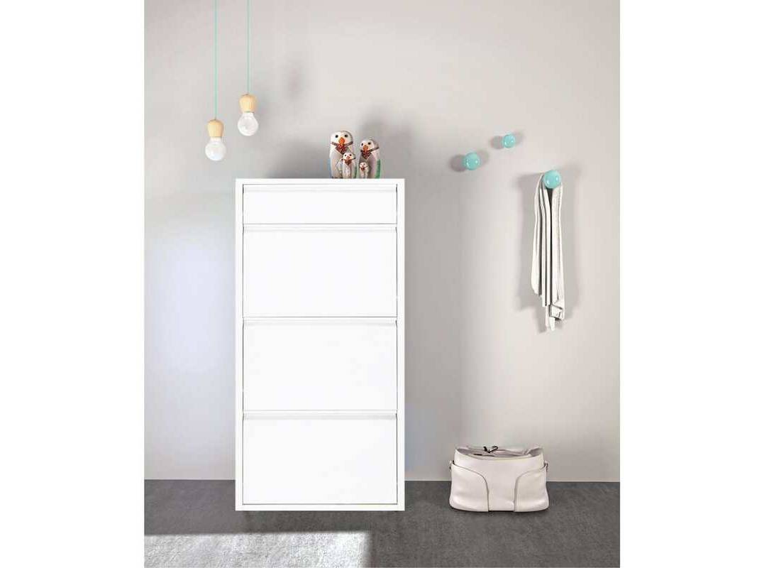 Dylan White Metal 4 Doors Shoe Cabinet - Ornate Home