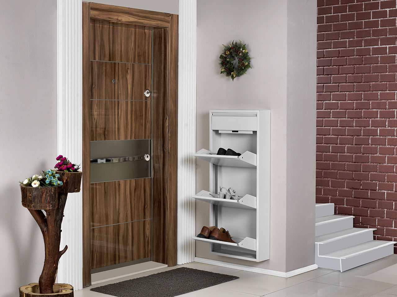 Dylan White Metal 4 Doors Shoe Cabinet - Ornate Home