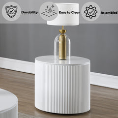 Dyllan White High Gloss End Table - Ornate Home