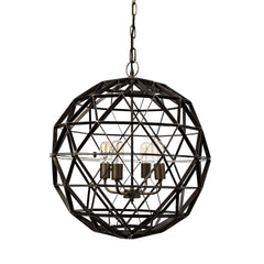Dyson Black Metal Triangular Orb Four Bulb Chandelier - Ornate Home