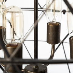 Dyson Black Metal Triangular Orb Four Bulb Chandelier - Ornate Home