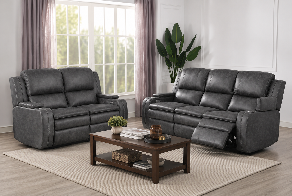 Wasatch Iron Fabric Power Reclining Sofa