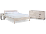 Socalle Natural Queen Panel Platform Bed with Dresser and Nightstand - Ornate Home