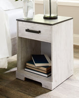 Shawburn Whitewash/Charcoal Gray One Drawer Nightstand - Ornate Home