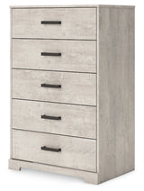 Shawburn Whitewash Five Drawer Chest - Ornate Home