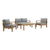 Marina Natural/Gray 4 Piece Outdoor Patio Teak Set - 56x110"