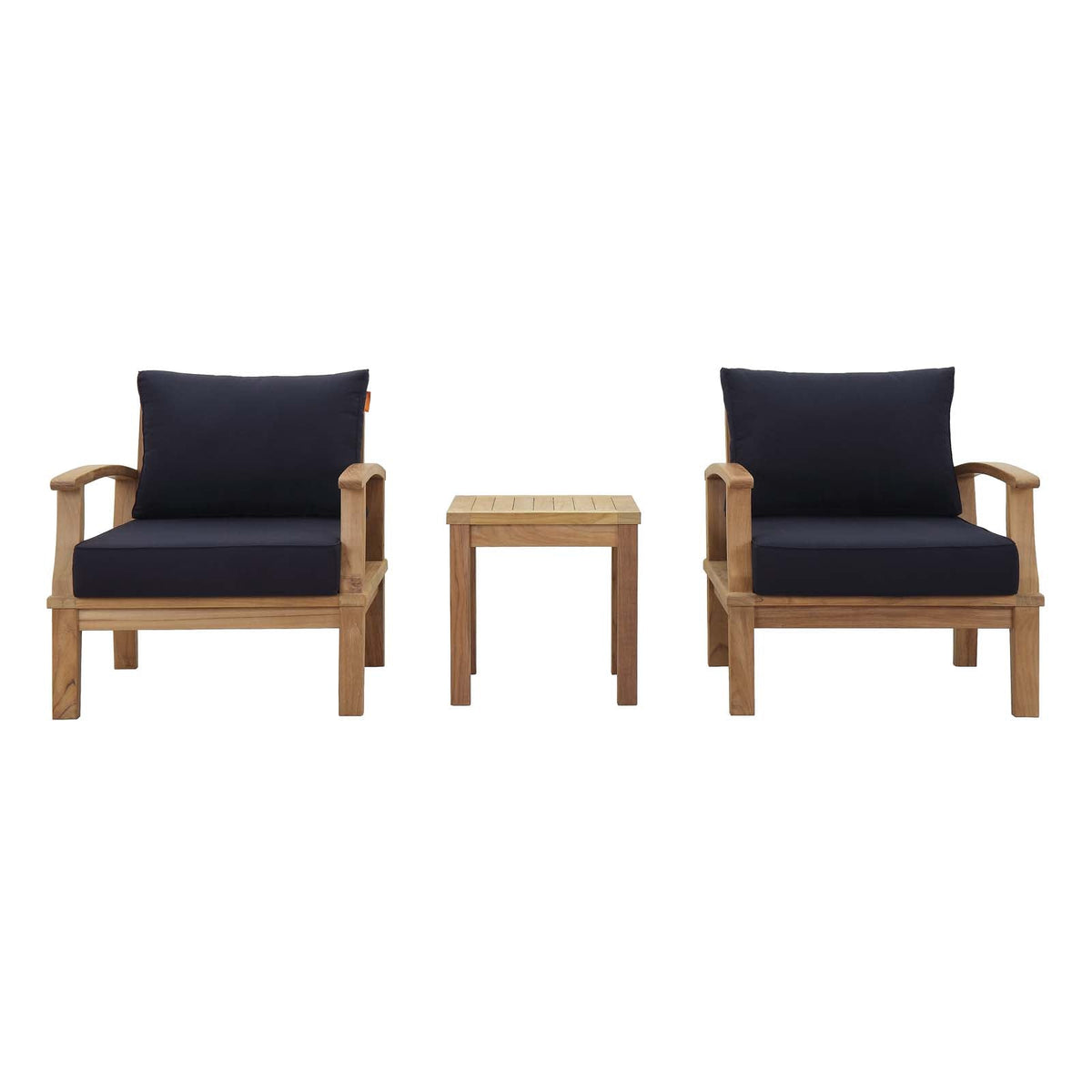 Marina Natural/Navy 3 Piece Outdoor Patio Teak Set - 31.5x84.5"