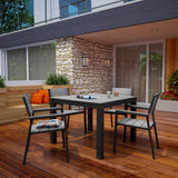 Maine Brown/Gray 5 Piece Outdoor Patio Dining Set - 83.5x83.5"