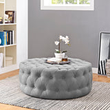 Amour Light Gray Upholstered Fabric Ottoman
