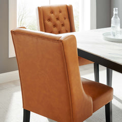 Baronet Tan Button Tufted Vegan Leather Dining Chair - Ornate Home