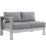 Shore Silver/Gray 4 Piece Outdoor Patio Aluminum Sectional Sofa Set - 80.5x80.5"