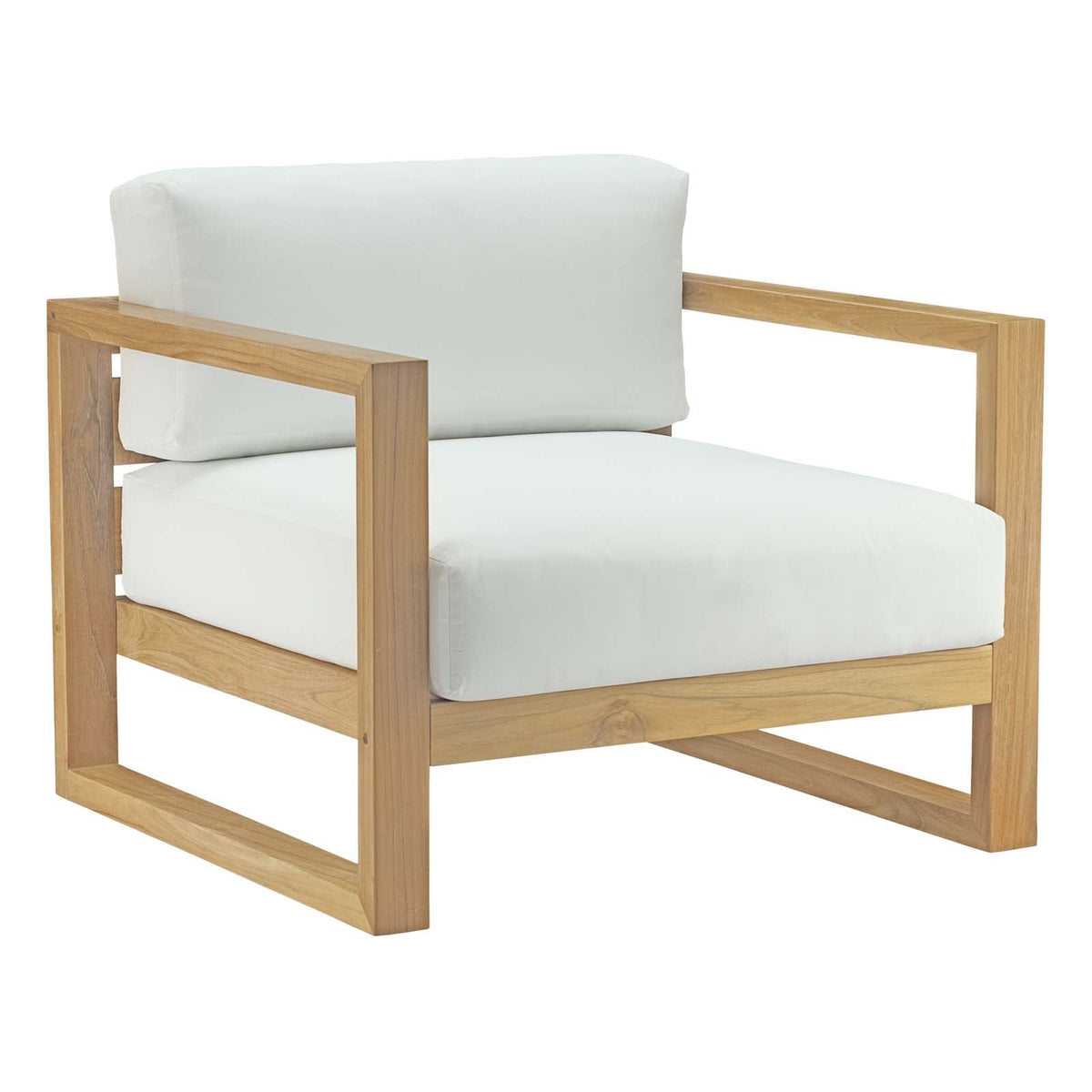 Upland Natural/White Outdoor Patio Teak Armchair