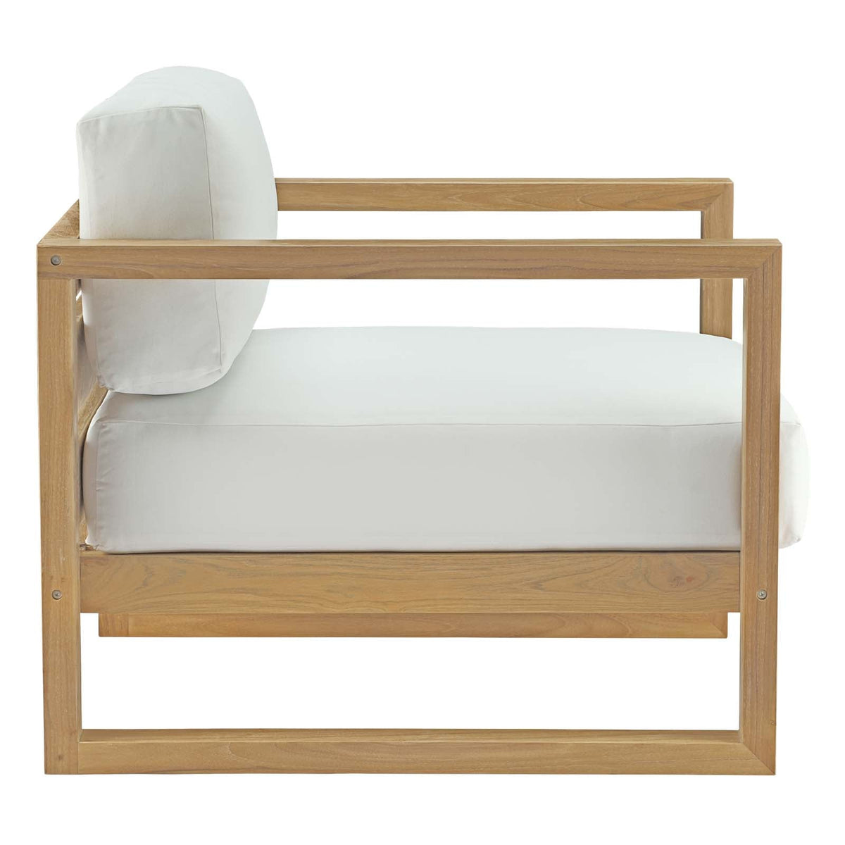 Upland Natural/White Outdoor Patio Teak Armchair