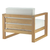 Upland Natural/White Outdoor Patio Teak Armchair