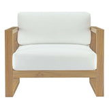 Upland Natural/White Outdoor Patio Teak Armchair