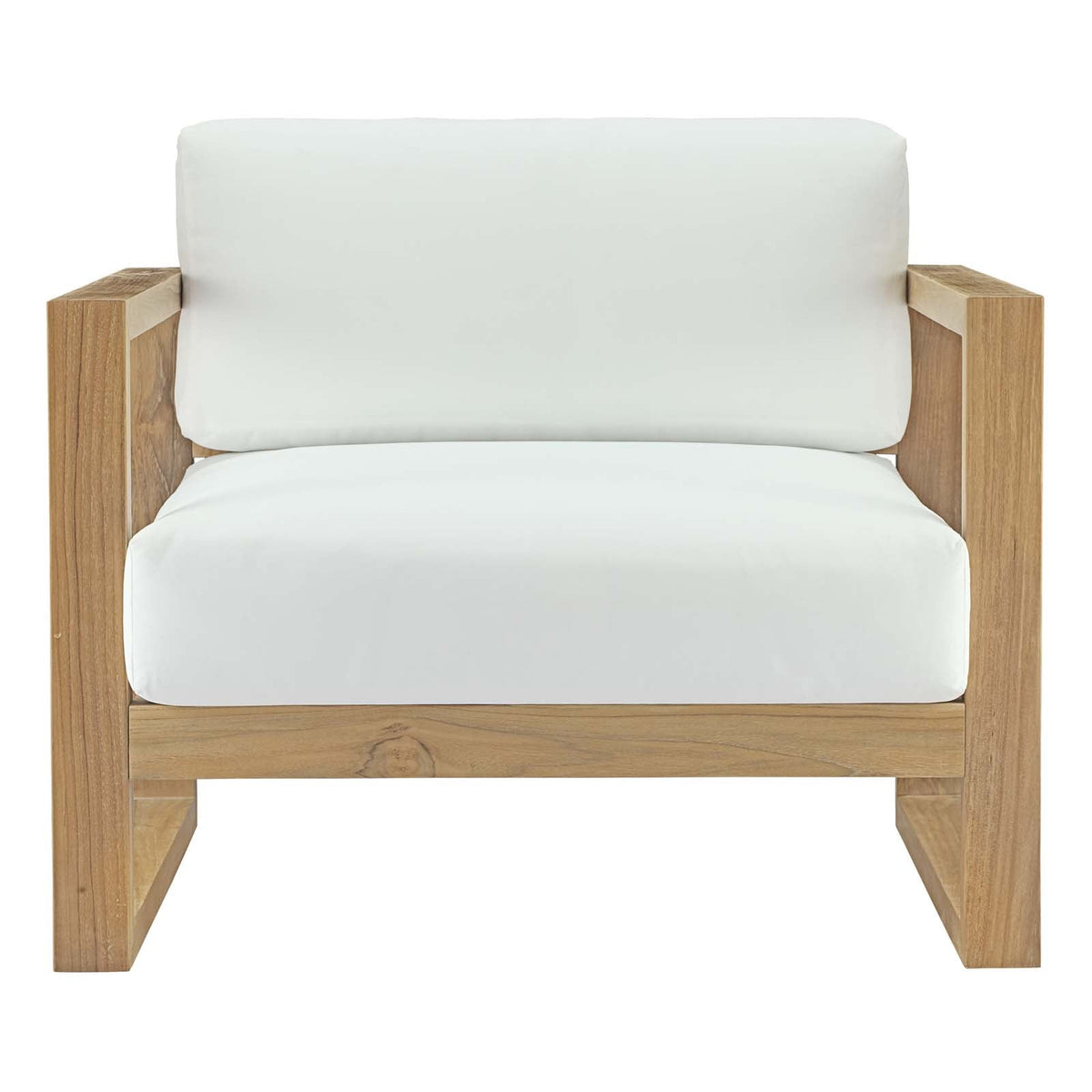 Upland Natural/White Outdoor Patio Teak Armchair