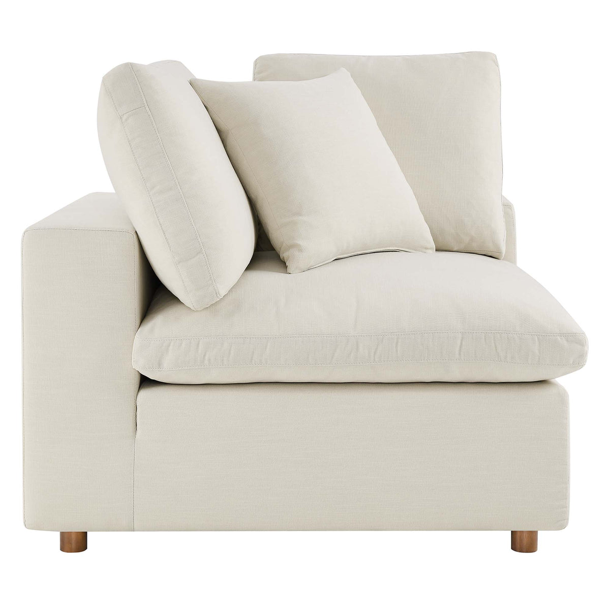 Commix Light Beige Down Filled Overstuffed Corner Chair`