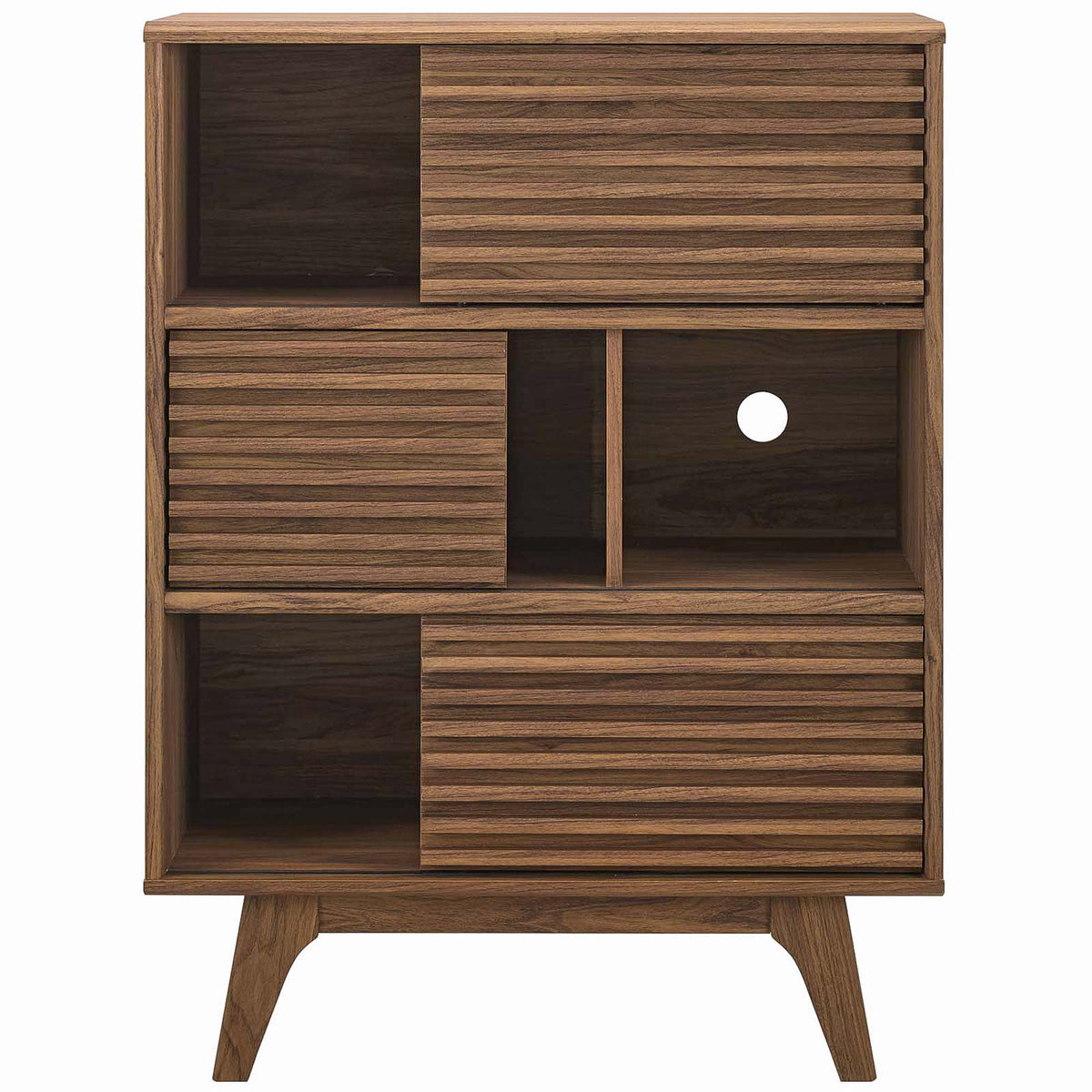 Render Walnut Three-Tier Display Storage Cabinet Stand