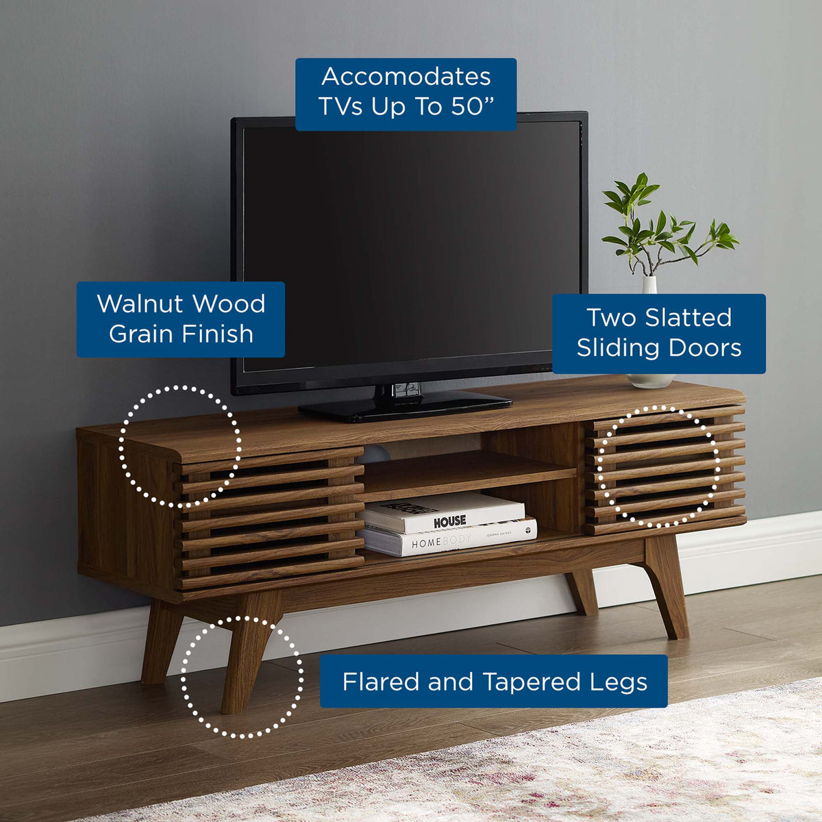 Render Walnut 46" Media Console TV Stand