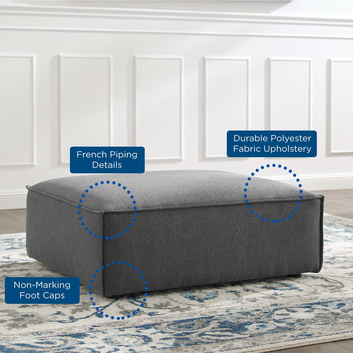 Restore Charcoal Ottoman