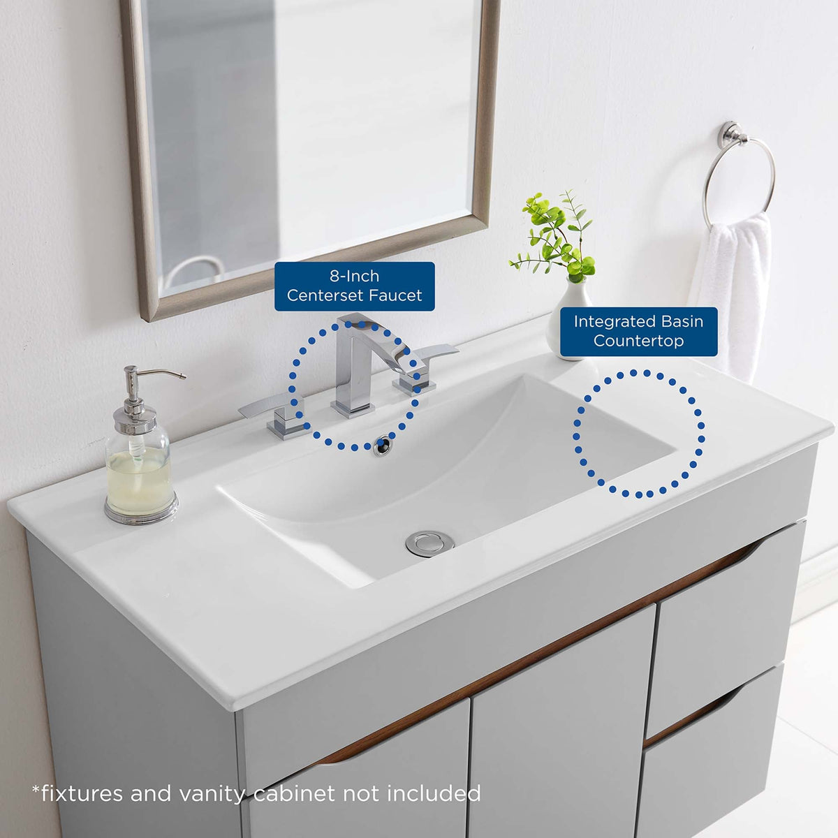 Cayman White 36" Bathroom Sink