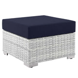 Convene Light Gray/Navy Outdoor Patio Ottoman - Ornate Home