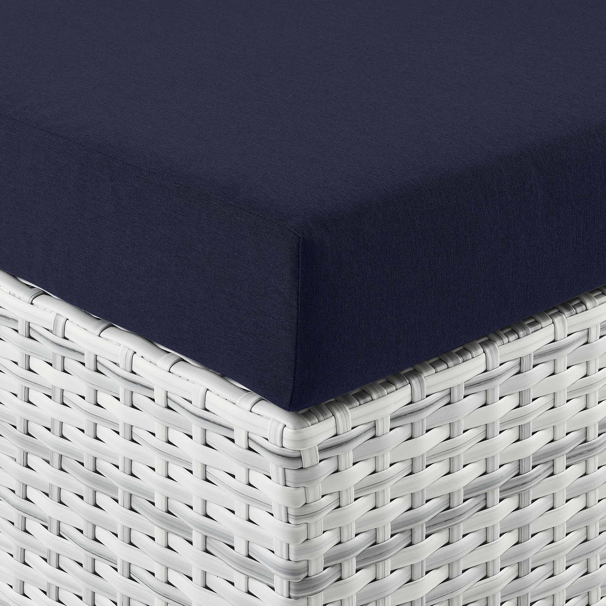 Convene Light Gray/Navy Outdoor Patio Ottoman - Ornate Home