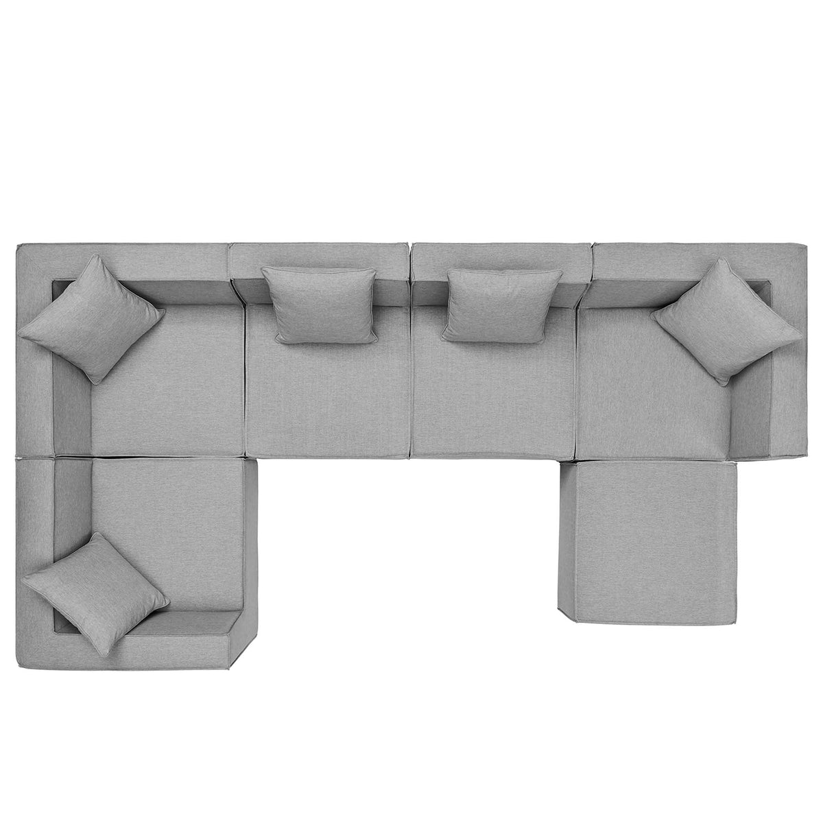 Saybrook Gray 6-Piece Outdoor Patio Upholstered Sectional Sofa - 69x138"