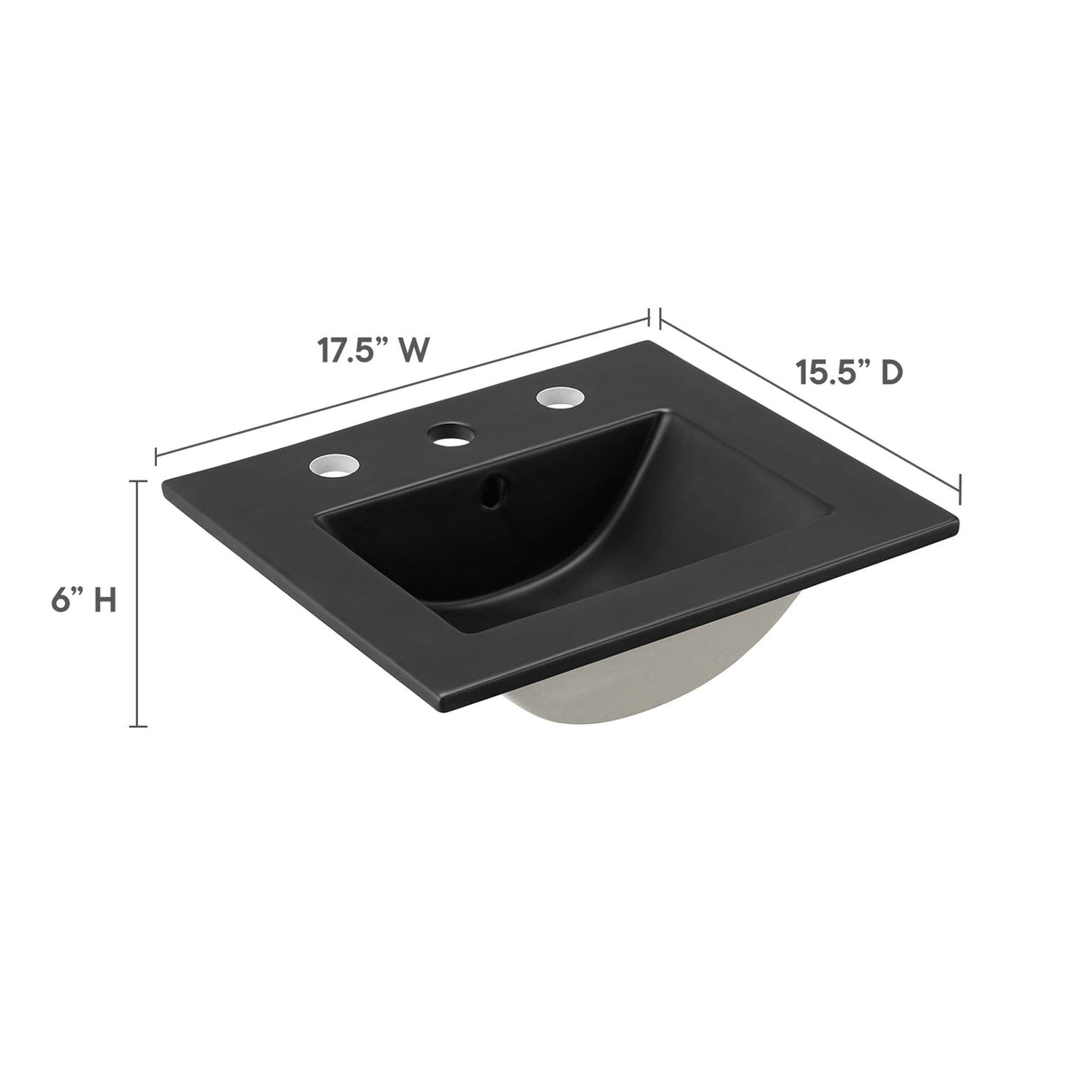Cayman Black 18" Bathroom Sink