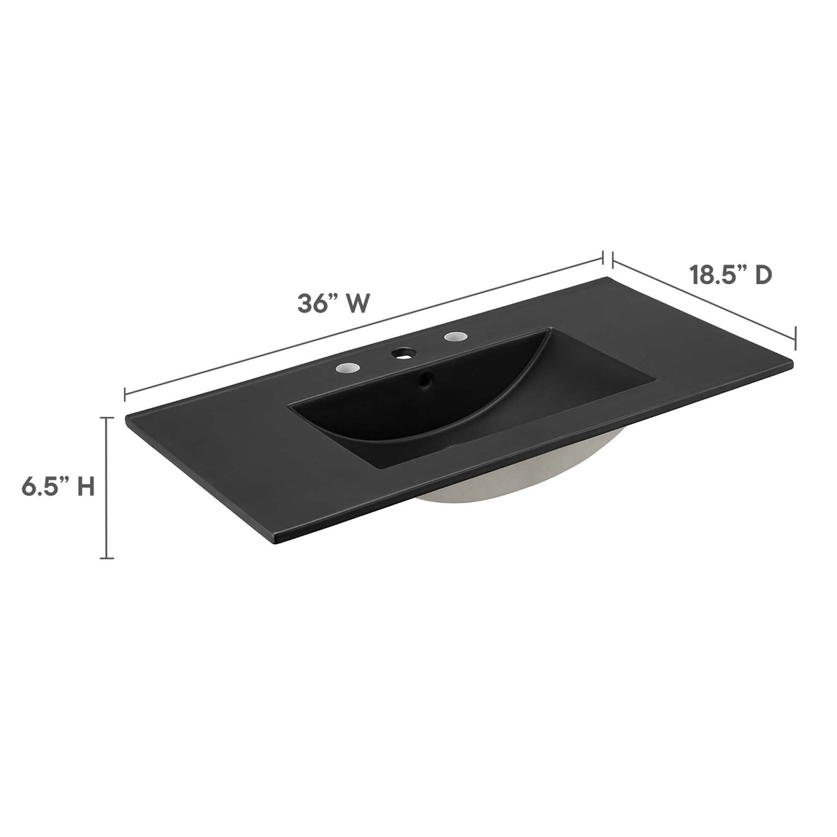 Cayman Black 36" Bathroom Sink