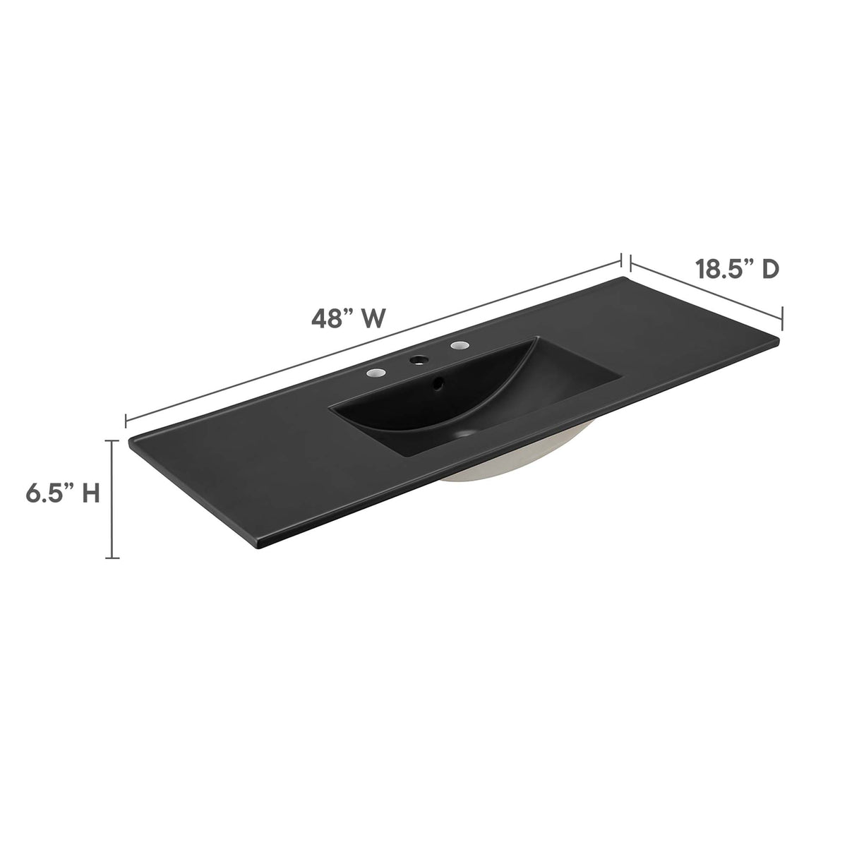 Cayman Black 48" Single Basin Bathroom Sink