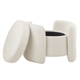 Nebula Ivory Boucle Upholstered Ottoman