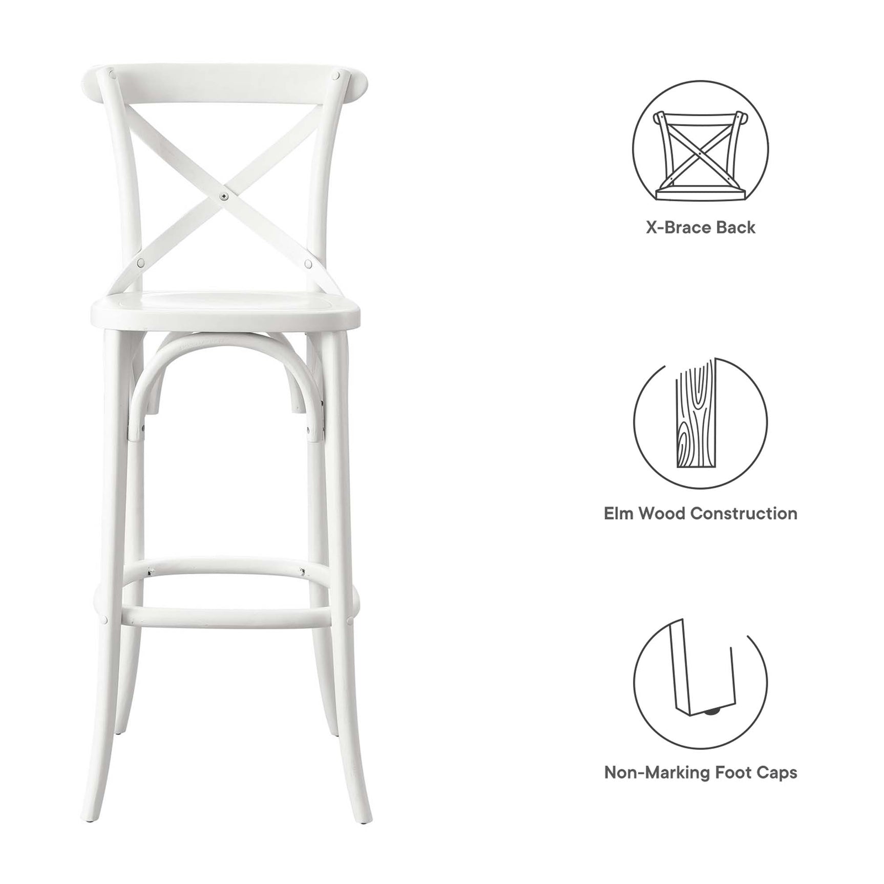 Gear White Bar Stool - 19x17.5x43.5"