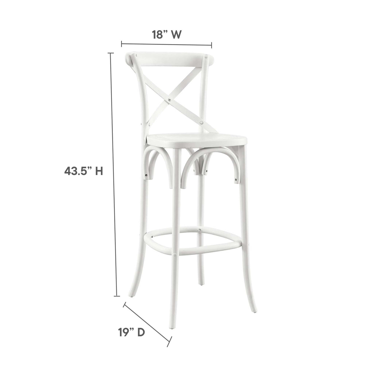 Gear White Bar Stool - 19x17.5x43.5"