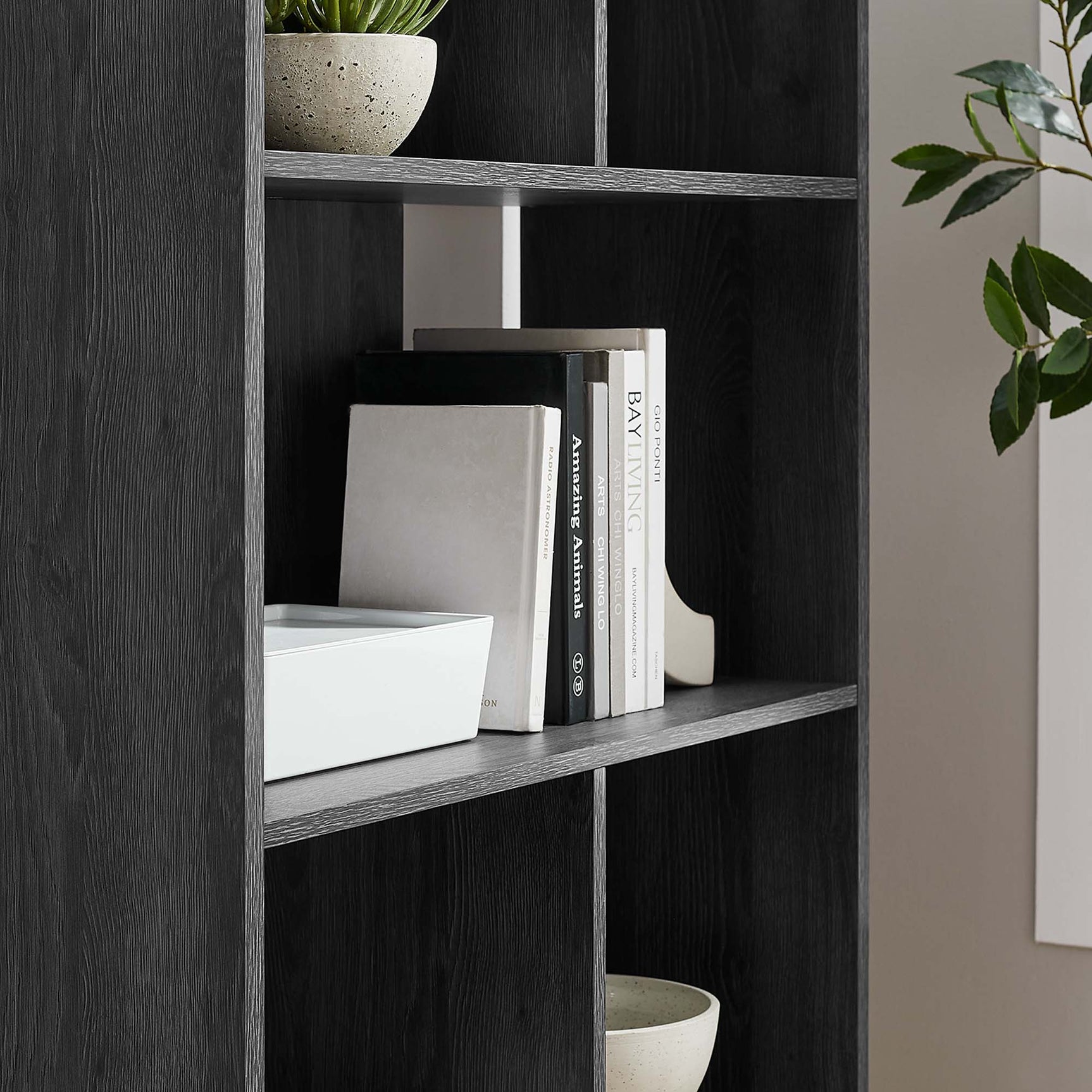 Transmit Charcoal 5 Shelf Wood Grain Bookcase