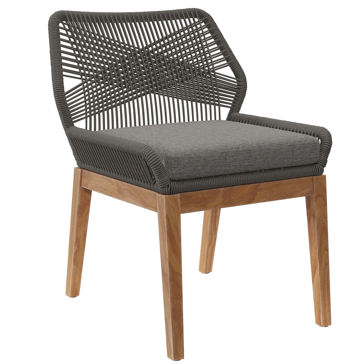 Wellspring Gray/Graphite Outdoor Patio Teak Wood Dining Chair