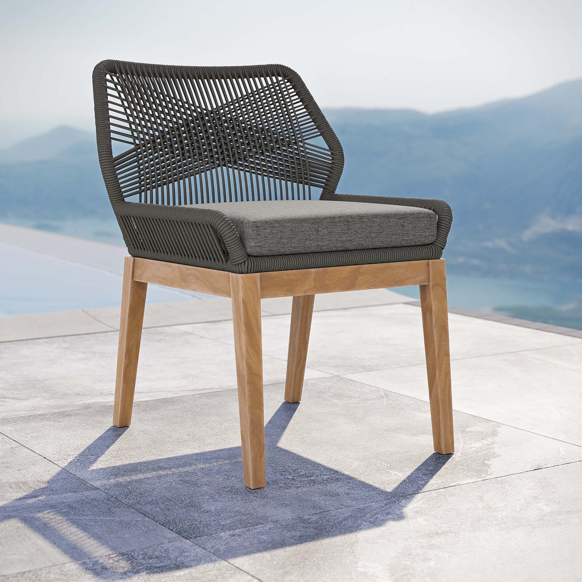 Wellspring Gray/Graphite Outdoor Patio Teak Wood Dining Chair