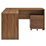 Render Walnut Wood Desk and File Cabinet Set
