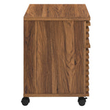 Render Walnut Wood Desk and File Cabinet Set