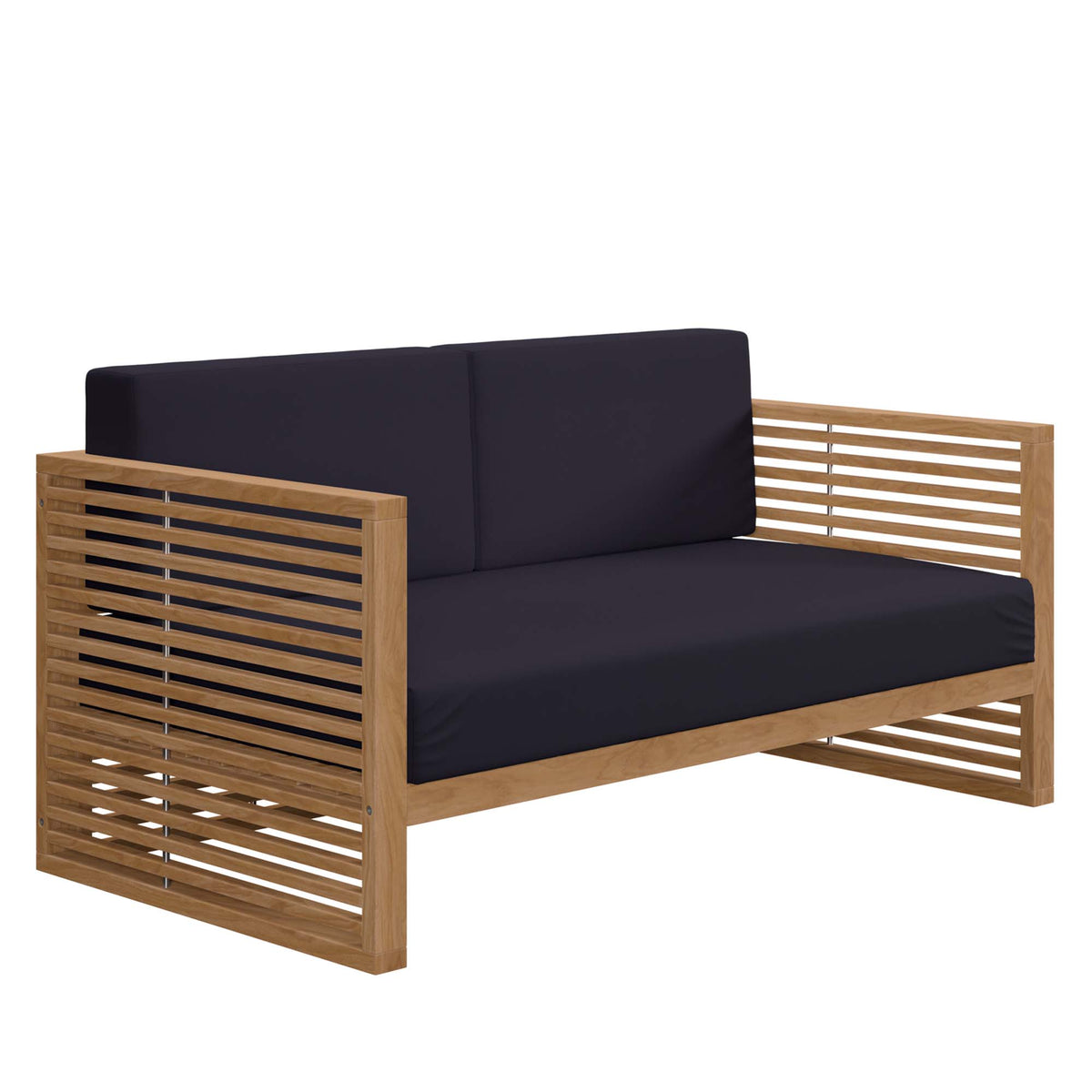 Carlsbad Natural/Navy 6-Piece Teak Wood Outdoor Patio Set