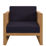 Carlsbad Natural/Navy 6-Piece Teak Wood Outdoor Patio Set