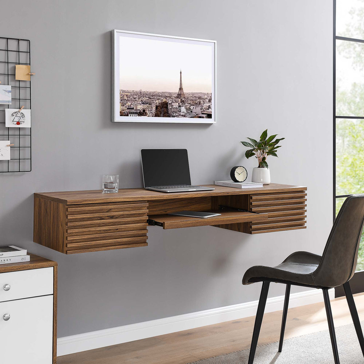 Render Walnut Wall Mount Wood Office Desk