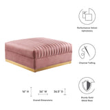 Sanguine Dusty Rose Channel Tufted Performance Velvet Modular Sectional Sofa Ottoman
