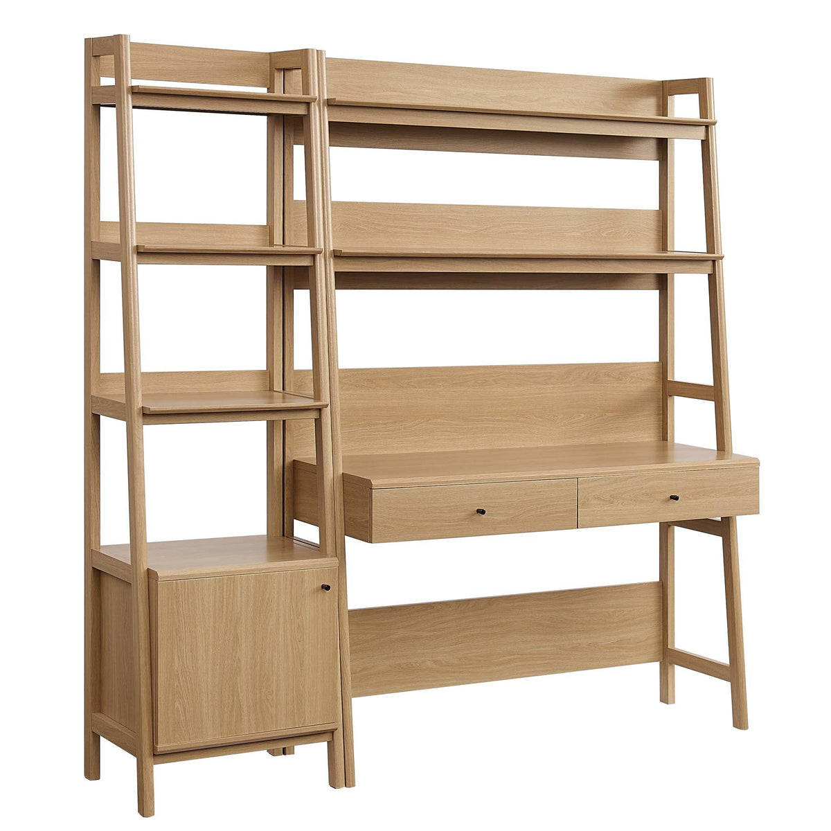 Bixby Oak 2-Piece Wood Office Desk and Bookshelf - 18.5x69.5"