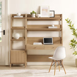 Bixby Oak 2-Piece Wood Office Desk and Bookshelf - 18.5x69.5"